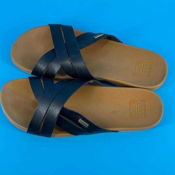 Reef Criss Cross Slide Sandals Womens 11 Black Beach Casual Minimalist - Picture 6 of 11